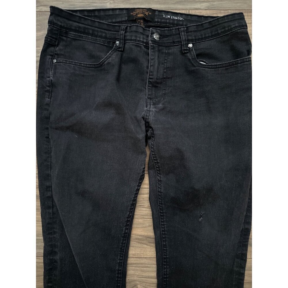 Copper & Oak Mens Black Jeans 36x32 Slim Straight Vintage Streetwear Denim y2k